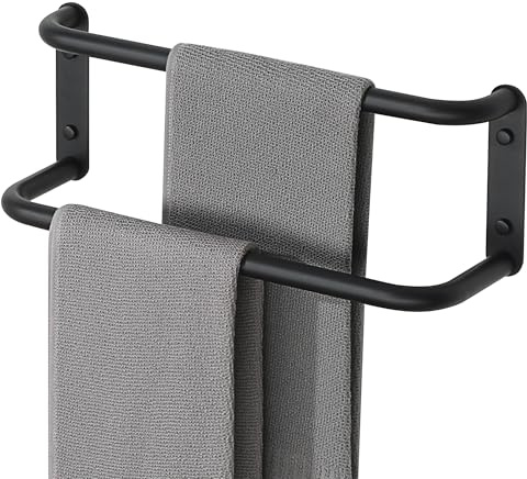 Mooche Porte Serviettes Longueur 41.5 CM Salle de Bain, Barre Porte Serviette Mural Porte-Serviettes, en Acier Inoxydable, Fixation Murale à Cuisine ou Douche, Noir Mat