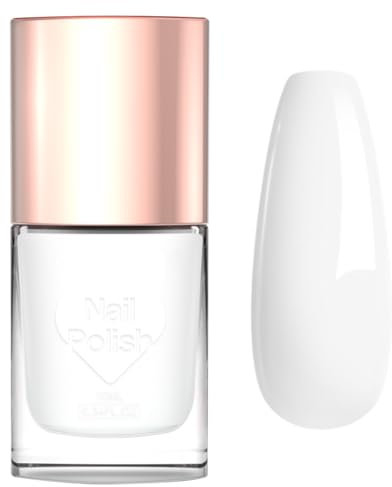 White Nail Polish - Classic White Nail Varnish - 10ML Quick Drying Pure Milky Nail Polish - French Long Lasting Chip Resistant No Need Curing for DIY Manicure Decorations at Home