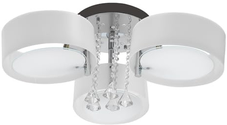 SUONTY Kristall Kronleuchter, 3-flammig Kristall Deckenleuchte, E27 Deckenlampe Hängend Wohnzimmer, Glas Pendelleuchte für Schlafzimmer, Küche, Flur, Badezimmer, Silber