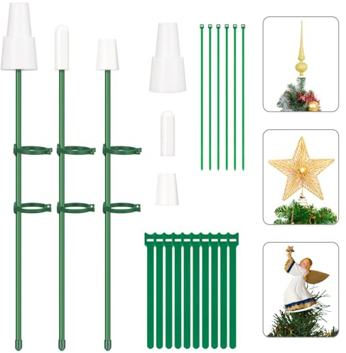 3 Pcs Christmas Tree Topper Holder - Holiday Universal Tree Topper Stabilizer Treetop Base & Stand Xmas Tree Topper Supporter Fit All Base Types Adjustable Attachments Stabilize Treetop Ornament