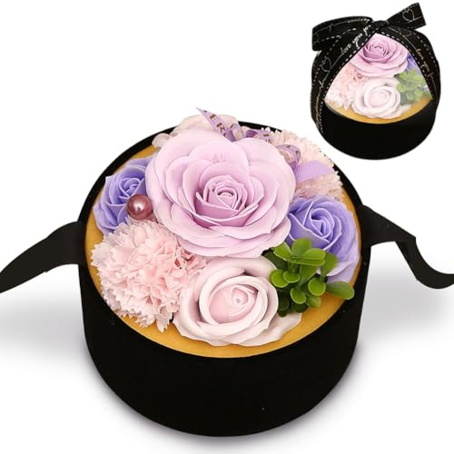 Ewige Blume in Geschenk Box, Luxuriöse Rosenbox mit Ziegenmilchseife, Handgefertigte Seifenrosen in Blumenbox,für Frauen Mutter zum Geburtstag Jahrestag Valentinstag Muttertag Weihnachten Hochzeitstag