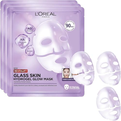 L'Oréal Paris Revitalift Filler Glass Skin Masque Hydrogel Lot de 3
