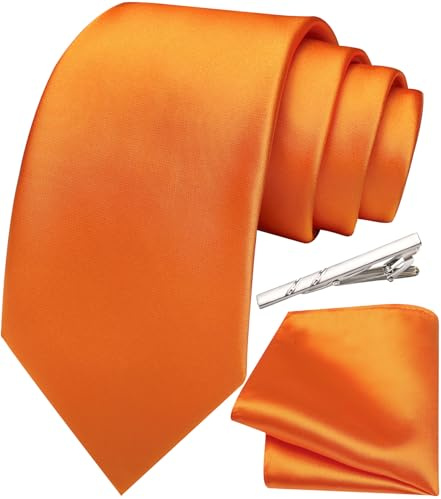 Ailisus Krawatte Herren Klassisch Einfarbige Krawatten und Einstecktuch Krawattenklammer Set Für Hochzeit Party Business 3PCS