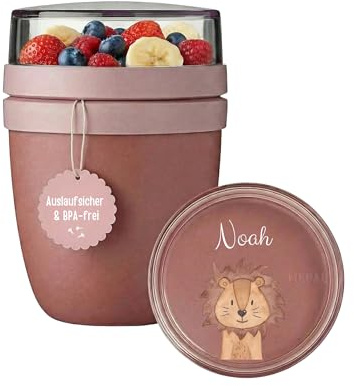 wunderwunsch MEPAL Müsli To Go Becher, Müslibecher personalisiert | Isolierter Lunchpot für Kinder, kleine Joghurt-Becher für unterwegs, auslaufsichere Snackdosen Mini, 300ml 500 ml mit Löffel