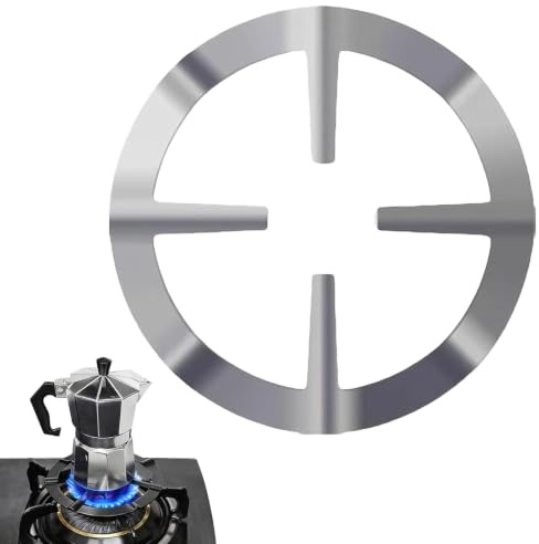 Silver Moka Pot Stand Cast Iron, Gas Hob Reducer Ring Coffee Pot Holder | Heavy duty stove top support for espresso pots, small pans and moka coffee makers with stable non slip cast iron design