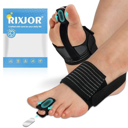 RIXJOR Hammer Toe Straightener - Hammer Toe Corrector for Women & Men, Breathable Non-Slip Toe Splint for Curled Toes, Broken Toe Support - Day & Night Relief (1 Compression Foot Wrap & 1 Strap)