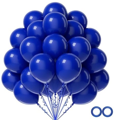 Luftballons Blau, 100 Stück 30 cm / 12 zoll Helium Ballons, Blau Latex Luftballon mit 2 Ballons Rollen Band für Geburtstag, Hochzeit, Babyparty, Halloween, Weihnachten Party Deko