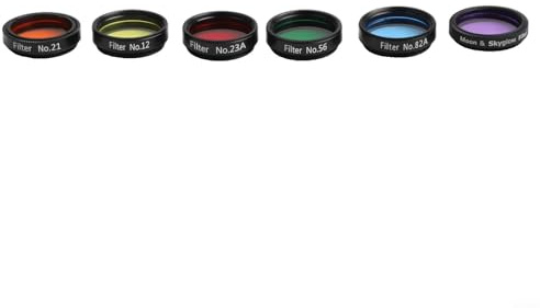 Kit di filtri astronomici da 3,25 cm, 6 pezzi, tra cui giallo, arancione, rosso, verde, blu, viola, per telescopi, fotografia notturna, campeggio