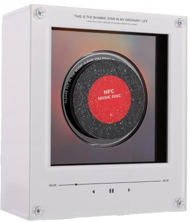banapoy Reproductor de Música Magnético para Nevera, Reproductor Música NFC 256G, Imanes para Nevera con Discos Vinilo Vintage, Imanes para con Luz, para Decoración del Hogar