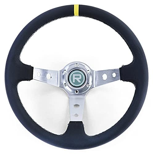 Sportlenkrad geschüsselt TYP 2 Echt Leder Alu Schwarz 350mm für Momo Sparco