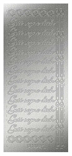 Ursus 593100113 - Kreativ Sticker Gott Segne Dich, silber, 5 Stickerbögen, selbstklebend, leicht abziehbar, ideal für Kartengestaltung, Scrapbooking und Dekorieren von Geschenken