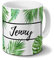 printplanet Tasse mit Namen Jenny - Motiv Dschungel Floral Leaf - Namenstasse, Kaffeebecher, Mug, Becher, Kaffeetasse - Farbe Weiß