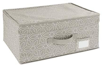 WENKO Aufbewahrungsbox Balance, Aufbewahrungskorb mit Deckel Taupe 19 x 33 x 44 cm