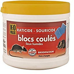 KOMAX - Raticide et souricide - blocs lieux humides brodifacoum - 240 g | Blocs prêts à l'emploi - résiste à x - idéal pour les caves, garages et locaux humides