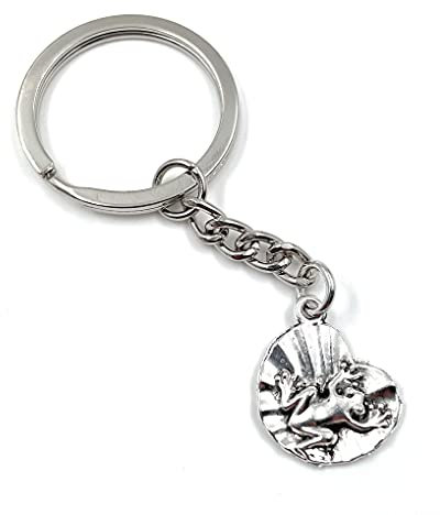 Onwomania - Frosch sitzend auf Seerose König See Schlüsselanhänger - Metall Glücksbringer ideal als Geschenk z.B. für den besten Freund, die beste Freundin, Mama - Für Männer, Frauen & Kinder