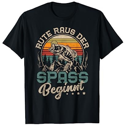 Rute Raus Der Spass Beginnt Angeln Vintage Lustiges Angler T-Shirt