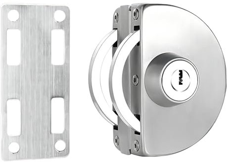 Qrity Serratura per Porta in Vetro Senza Perforazione Serratura per Porta in Vetro Singolo con 3 Chiavi in Rame Adatta per Porte in Vetro con Spessore 10~12 mm