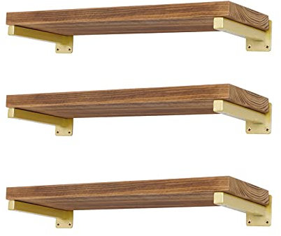 EZYDECOR 6 Pcs Heavy Duty Shelf Brackets 6 Inch Gold Brackets for Shelves Wall Mounted Industrial Metal Shelving Supports with Screws (150mm/6 Inch)