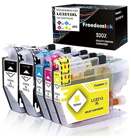 FreedomInk 5 LC3213 Patronen Kompatibel für Brother LC3213 LC-3213 LC3211 Druckerpatronen für Brother DCP-J572DW MFC-J491DW MFC-J895DW MFC-J497DW DCP-J772DW DCP-J774DW (2Schwarz,1Cyan,1Magenta,1Gelb)