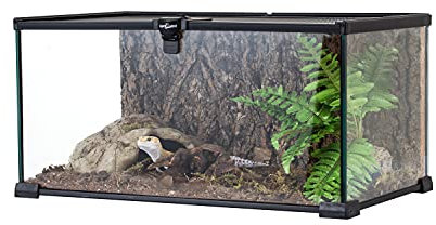 REPTI ZOO Reptilientank Glas Naturkäfige Terrarium 50 x 30 x 25cm Schiebegitter für Reptil Hamster Igel Kleintiere