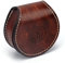 Tourbn Petit porte-monnaie rond en cuir véritable avec boucle de ceinture Marron foncé 8.8x8.8x3.5cm T-OT360LE2-BN
