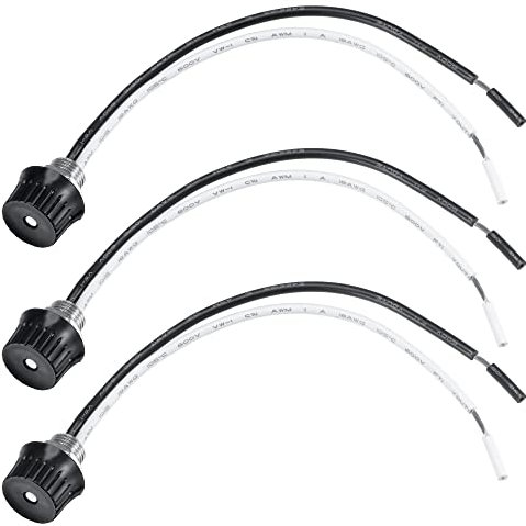 sourcing map Canopée Interrupteur 1,5A 250V 3A 125V Rotatif Style Marche/Arrêt Métal Filetage Base avec saturne Fil ZE-105M pour Lampe Bricolage Project Noir 3Pcs
