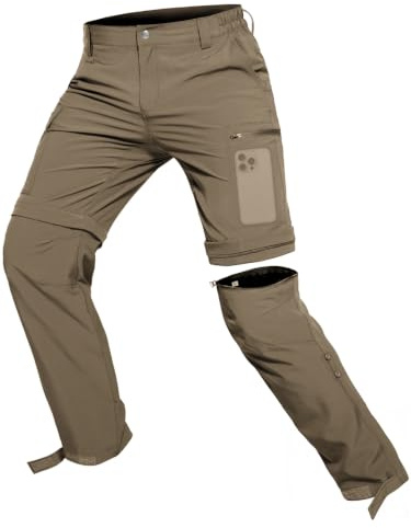 Hiauspor Pantalones de Senderismo para Hombre, Pantalones Transpirables de Secado rápido con Cremallera para Carga de Pesca de Trekking al Aire Libre (Caqui, L)