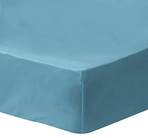 MATT & ROSE Drap Housse 90x190/200 cm Uni Coton LAVÉ | 100% Coton Lavé | Oeko-TEX | Bleu Givré