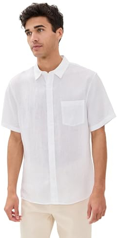 Vince Womens Linen S/S, Optic White, XX-Large US