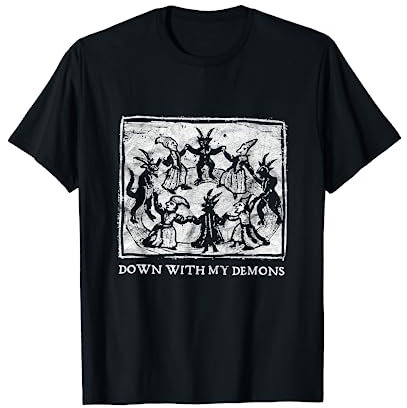 Occult Down With My Demons Gothic Horror Punk Witch Moon T-Shirt