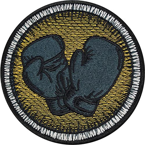 Boxer Aufnäher/Aufbügler gestickt Boxhandschuh Patch zum annähen/aufbüglen | Kampfsport Sticker Muay Thai Boxing | Boxkampf Applikation für alle Stoffe | 75x75mm