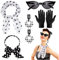 Hifot 50er Jahre Accessoires 1950s Rockabilly Accessoires Damen Polka Dots Bandana Haarband Schal Ohrringe Handschuhe Katzenaugen Sonnenbrille Damen Vintage