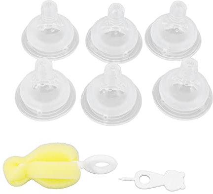 6 Stück Babyflaschen-Schnuller-Ersatz, Auslaufsicher, Sicher, Weich, aus Silikon, Breiter Mund, Nibble-Baby-Schnuller für Baby-Fütterungsausrüstung