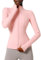 Locachy Damen Slim Fit Full Zip Athletic Running Sport Workout Jacke mit Taschen, Stil 02 Rosa, 32