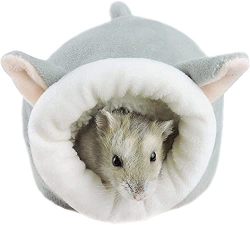 Andiker Hamsterbett, Mini Weiches und Warmes Hamsterhaus Nettes rutschfestes Hamster Schlafnest Kleine Tiere Bettwäsche Haus für Mini Igel, Zwerghamster und kleine Haustiere (grau)