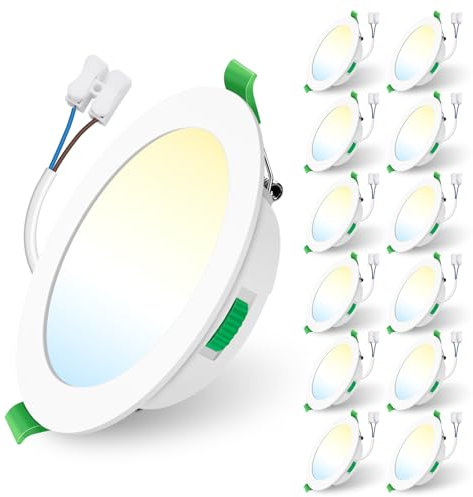 ALUSSO LIGHTING 10W LED Einbaustrahler 230V,Einbaustrahler Led Dimmbar,Deckenspots 750 Lumen,3CCT 3000K 4000K 6500K Einstellbar Einbauleuchten,IP44 Deckenstrahler für Badezimmer,Küche, 12er Set,Weiß
