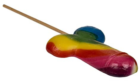 Lolli Lollipop Regenbogenlolli 80 Gramm Fruchtgeschmack in Penisform Pride Regenbogen Jungesellenabschied Tolrenz Vielfalt Geschenkidee