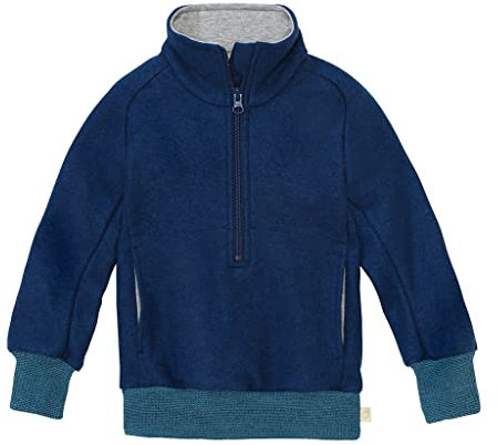 Disana Troyer, Leichter Sweater mit Reißverschluss | 100% Bio-Merinowolle GOTS, IVN Best | Baby Kleinkind Kind Unisex | Made in Germany | Marine Gr. 122-128
