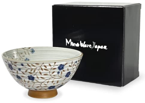 MINO WARE JAPAN Cuenco de arroz de cerámica japonesa de estilo tradicional, cerámica chawan, apto para lavavajillas y microondas, fabricado en Japón (Kohiki Kozakura, mediano (oohira))