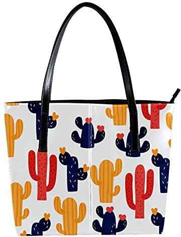 Bunte süße Kaktus-Handtasche aus PU-Leder, Schultertasche, Tragetasche, Geldbörse, Mehrfarbig