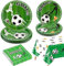Decoraciones de fiesta de fútbol para 20 invitados, el juego de vajilla incluye platos de papel de fútbol, mantel de fútbol, servilletas, para fiesta de cumpleaños, decoración de fiesta de baby shower