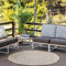 Livabliss Runder Outdoor Teppich Wetterfest, Braga - In und Outdoor für Balkon 160 cm, Terrasse, Garten, Küche - Boho Style für Draußen - Beige und Grau