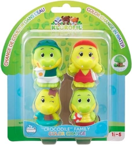 Klorofil - Lot de 4 Personnages Magiques Famille Crocodile - Jouet Enfant - Développe Ton Imagination - Curiosité - Motricité - Dès 18 Mois et +, Noir