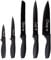 MasterChef Knife Set of 5 Kitchen Knives for Cooking (Paring, Utility, Bread, Carving & Chef Knives), Professional Sharp Stainless Steel, Non Stick Blades & Soft Touch Handles, Black, 5 Piece