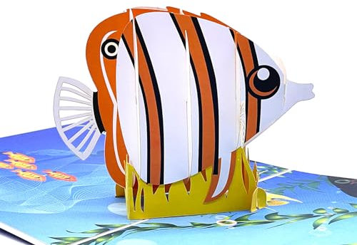 Annakideya - Pop-Up-Grußkarten: Einzigartige 3D-Fisch-Themen-Geburtstagskarte für Kinder und Erwachsene, mit beeindruckenden Tierformen
