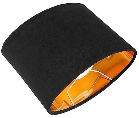 jojofuny Abat-Jour Ovale En Tissu Noir Avec Doublure DoréE, Compatible E27, IdéAl Pour DéCoration De Table Et Chevet, 23x12x18.5cm
