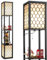 RELAX4LIFE 156 cm Stehleuchte mit 2 Regalen, Stehlampe mit Zugschalter Fußschalter 2 Steckdosen, Elegante Innenbeleuchtung für Wohnzimmer Schlafzimmer Büro, Schwarz