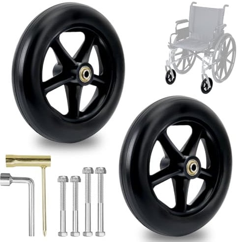 200mm Solide Ersatzräder-2 Stück Ersatzrad Rollator Vorderräder,Rutschfeste&Stoßdämpfung,Ersatzrad für Rollstühle-8mm Lagerinnendurchmesser Für Rollstühle,Rollatoren,Gehhilfen,Radersatz