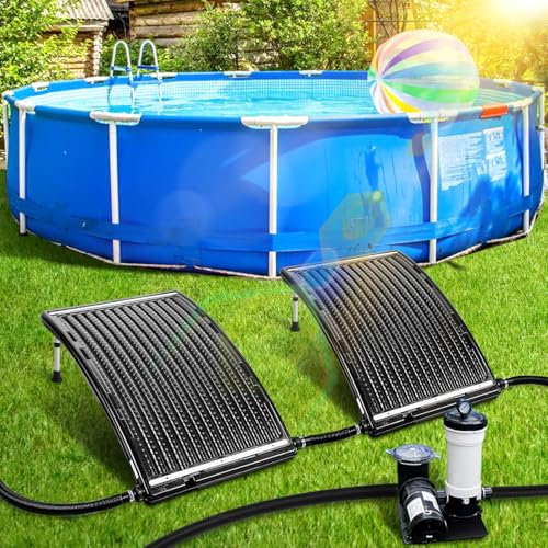 Hebitod Poolheizung Solar, Sonnenkollektor Pool 110 x 65 x 36 cm, Solarheizung 10000 L/H, Ø 38-40mm Anschluss Solar Poolheizung Erweiterbar, Solaranlage für Warmwasser Pool (2 Sets)