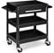 HOMFME 3 Tier Tool Cart, Heavy-duty Rolling Service Trolley with Lockable Wheels, Drawer, Tool Slots and Side Handle, Utility Storage Cart for Garage Warehouse Workshop Office (Black)